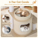 2-Tier Cat Condo with soft, machine-washable cushion and cozy hammock, perfect for lounging and sleeping in small.