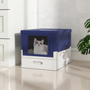 Folding Covered Cat Litter Box with Drawer Tray – view 2