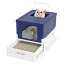 Folding Covered Cat Litter Box with Drawer Tray – view 4