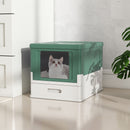 Folding Covered Cat Litter Box with Drawer Tray – view 1