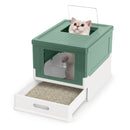 Folding Covered Cat Litter Box with Drawer Tray – view 4