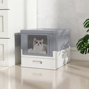 Folding Covered Cat Litter Box with Drawer Tray – view 1