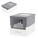 Folding Covered Cat Litter Box with Drawer Tray – view 3