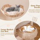 Cozy top perch of the 146cm cattail cat tower, featuring soft cushions for cats to relax and bask in sunlight.