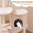 Cozy private cat condo on a 146cm cat tower, featuring soft cushions and breathable material for relaxation.