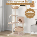 Multi-layer cat tree with sisal scratching posts and cozy resting areas, perfect for cats up to 10 kg.