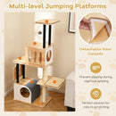 Multi-level cat tower with double condos, detachable sisal carpets, and sturdy design for active cats.