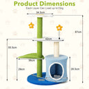 4-tier modern cat tree tower with sisal scratching post, 87 cm tall, featuring cozy perches and playful jingling balls.