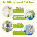 4-tier modern cat tree tower with sisal scratching post, plush fabric, and cozy perches for playful kittens.