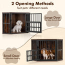 Corner Dog Crate with Three-Height Bowl Rack – Brown – view 7