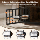 Corner Dog Crate with Three-Height Bowl Rack – Brown – view 8