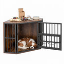 Corner Dog Crate with Three-Height Bowl Rack – Brown – view 12