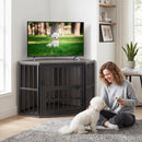 Corner Dog Crate with Three-Height Bowl Rack – Grey – view 2