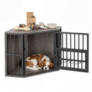 Corner Dog Crate with Three-Height Bowl Rack – Grey – view 4