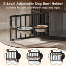 Corner Dog Crate with Three-Height Bowl Rack – Grey – view 7
