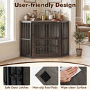 Corner Dog Crate with Three-Height Bowl Rack – Grey – view 9