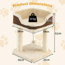 Compact cat tree tower in beige with sisal scratching posts and plush layers, ideal for relaxing and sleeping.