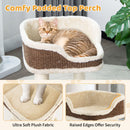 Compact cat tree tower with a plush top perch, ideal for relaxing and scratching, perfect for small to medium cats.