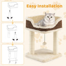 Compact cat tree tower in beige with plush perch and sisal posts for scratching, perfect for small to medium cats.