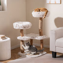 101 cm Natural Wood Cat Tree with Two Plush Perches – view 1