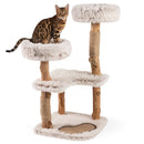 101 cm Natural Wood Cat Tree with Two Plush Perches – view 3