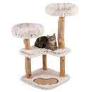 101 cm Natural Wood Cat Tree with Two Plush Perches – view 4