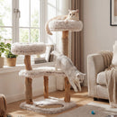 101 cm Natural Wood Cat Tree with Two Plush Perches – view 6