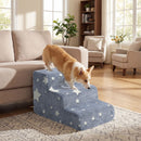 Star-Pattern Foam Pet Steps with Washable Cover – Grey / 3-Tier view 1
