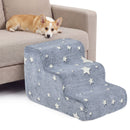 Star-Pattern Foam Pet Steps with Washable Cover – Grey / 3-Tier view 3