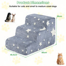 Star-Pattern Foam Pet Steps with Washable Cover – Grey / 3-Tier view 5