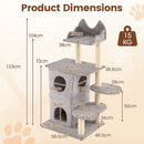Cat tree for large cats featuring a 2-story condo, 3 hideaway caves, and sisal scratching posts for healthy claw.