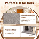 2-story cat tree in grey with plush fabric, featuring 3 hideaway caves and sisal scratching posts for healthy play.