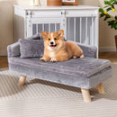 71 cm Plush Pet Sofa with Removable Cushion and Pillow – Grey view 1