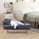 71 cm Plush Pet Sofa with Removable Cushion and Pillow – Grey view 2