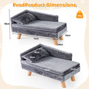 71 cm Plush Pet Sofa with Removable Cushion and Pillow – Grey view 5