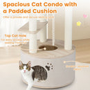 Spacious 141cm tall wooden cat tree with condo, padded cushion, and scratching posts for indoor cats' play and.