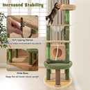 Cactus cat tree with sisal scratching posts and plush perches, designed for indoor cats to lounge and play.