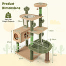 Cactus cat tree with multiple perches, condo, and sisal scratching posts for indoor cats, promoting play and wellness.