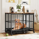 97 cm Folding Dog Crate with Lift-Up Top and Wheels – Black – view 1