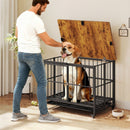 97 cm Folding Dog Crate with Lift-Up Top and Wheels – Black – view 2