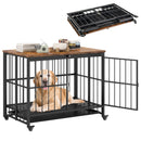 97 cm Folding Dog Crate with Lift-Up Top and Wheels – Black – view 3