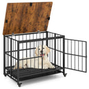 97 cm Folding Dog Crate with Lift-Up Top and Wheels – Black – view 4