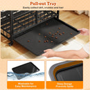 97 cm Folding Dog Crate with Lift-Up Top and Wheels – Black – view 8