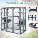 Large outdoor cat house dimensions with 7 platforms, 2 condos, and weatherproof asphalt roof for sturdy, safe use.