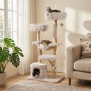 147 cm Solid Wood Cat Tower with Two Perches and Hammock – view 1
