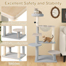 Multi-level modern cat tree with removable padded perch, sisal scratching posts, and transparent space capsule for cozy.