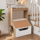 Cat Litter Cabinet with Four Cubbies and Scratching Panel – view 1