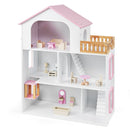 3-Storey Wooden Dollhouse with 5 Rooms and Furniture product image 3