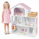 3-Storey Wooden Dollhouse with 5 Rooms and Furniture product image 4