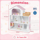 3-Storey Wooden Dollhouse with 5 Rooms and Furniture product image 5